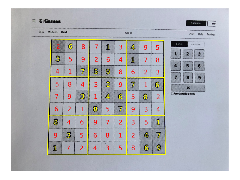 solved Sudoku puzzle